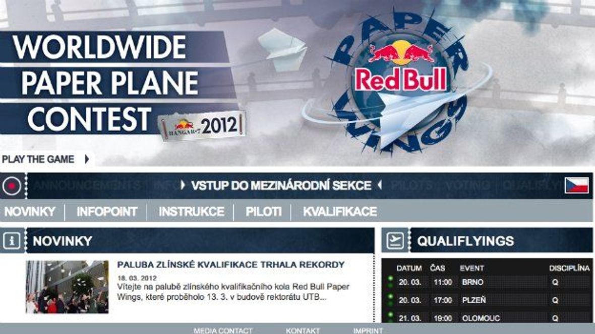 Třetí ročník světového šampionátu Red Bull Paper Wings