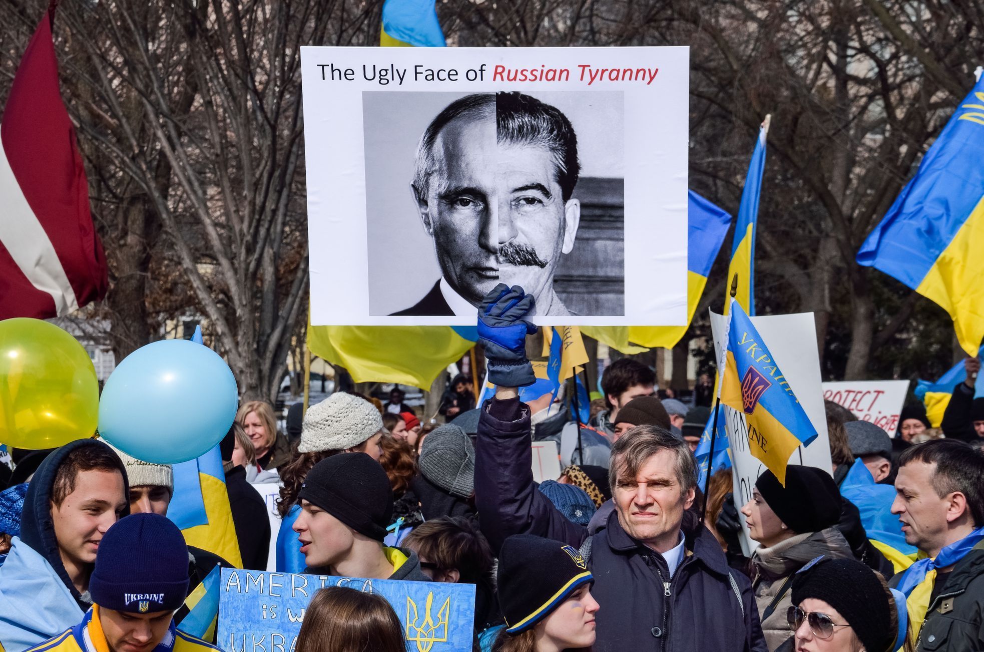 Demonstrace, Putin, Stalin, Ukrajina, Rusko