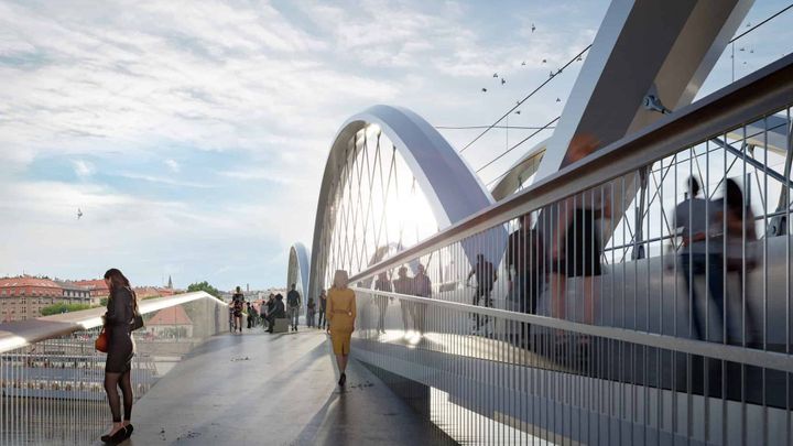 "Jako jít v teplákách do Národního." Architekti se přou o podobu nového mostu v Praze; Zdroj foto: Správa železnic, 2T engineering