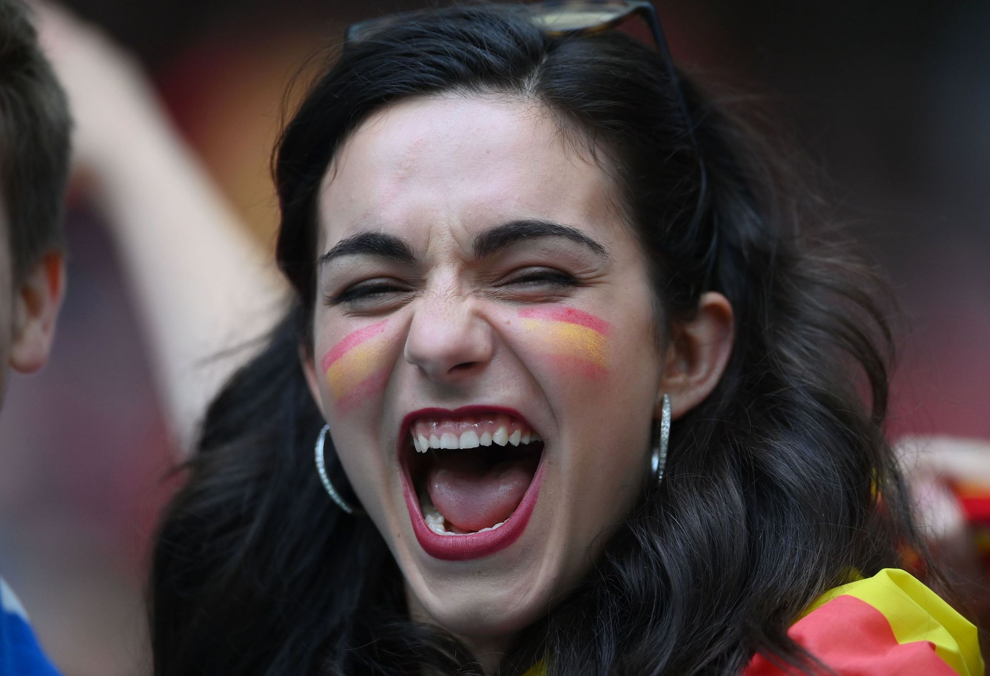 Španělská fanynka v semifinále Itálie - Španělsko na ME 2020