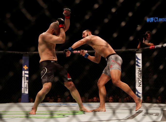 Mixed Martial Arts - Ultimate Fighting Championship - UFC - Volkan Oezdemir v Dominick Reyes - O2 Arena, London, Britain - March 16, 2019   Volkan Oezdemir in action agai