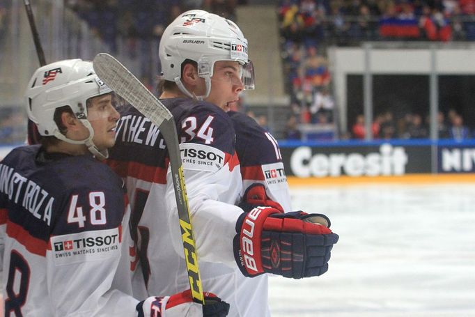 MS 2016, Česko-USA: americká radost (48 Vincent Hinostroza a 34 Auston Matthews)