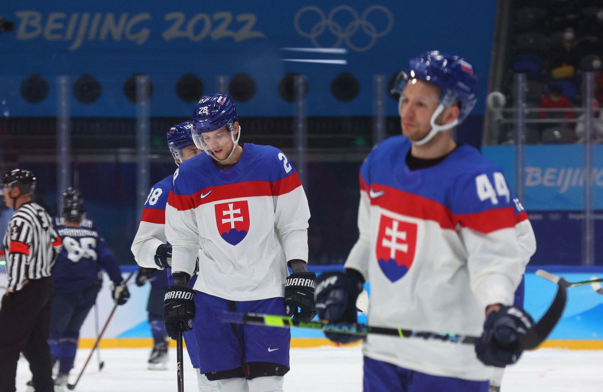 OH 2022, Peking, hokej, Finsko - Slovensko, zklamaní hokejisté Slovenska