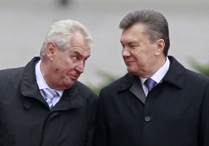 Miloš Zeman na návštěvě Ukrajiny s Viktorem Janukovyčem.