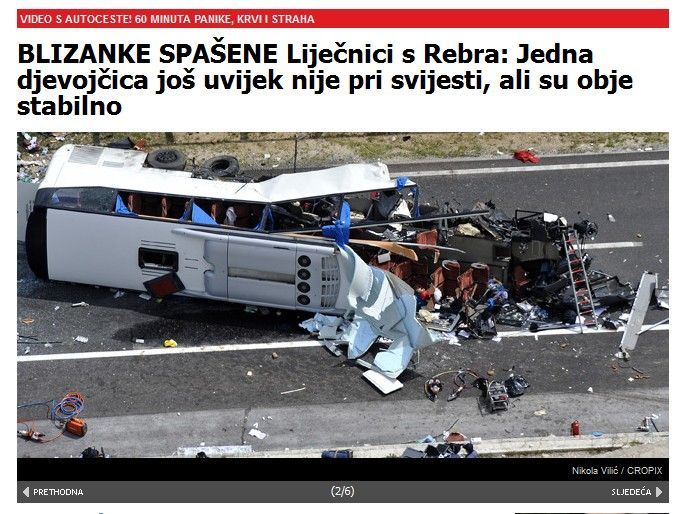 Nehoda českého autobusu v Chorvatsku