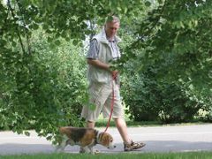 Mirek Topolánek se psem Savanem ráno vyrazil na procházku přes Letnou. Šel za svojí dcerou, která bydlí u Stromovky.