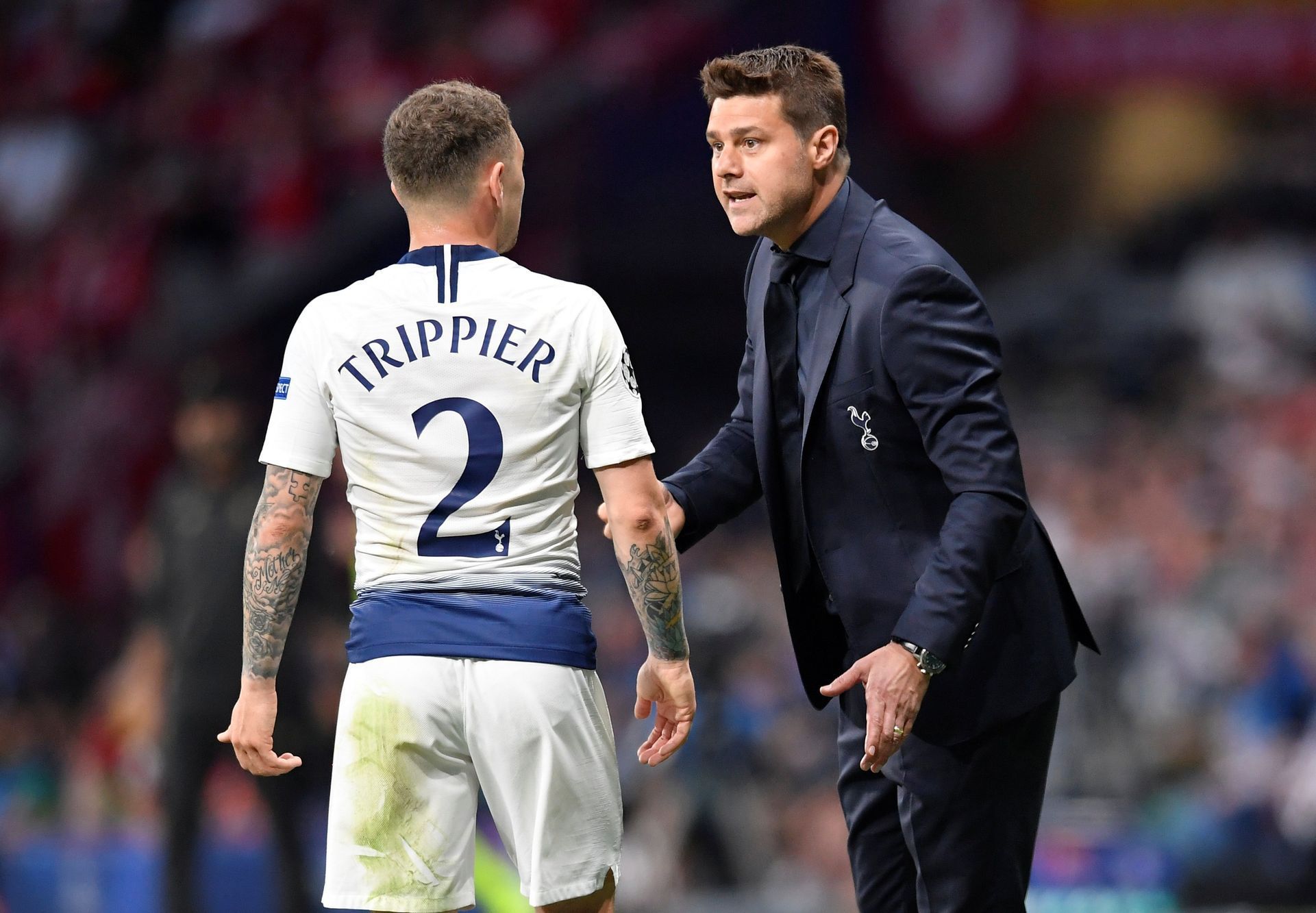 Kieran Trippier a Mauricio Pochettino ve finále Ligy mistrů Tottenham - Liverpool