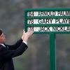 Player, Nicklaus, Palmer na tabuli při zahájení golfového turnaje Masters 2014