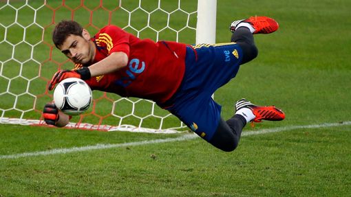 Iker Casillas na tréninku reprezentace Španělska