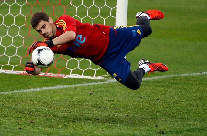 Iker Casillas na tréninku reprezentace Španělska