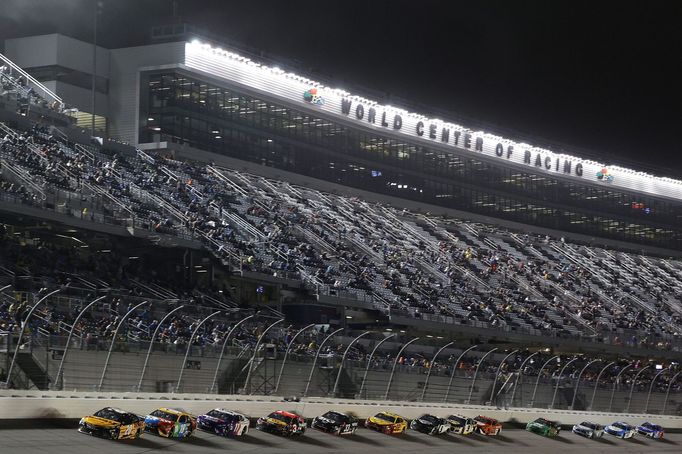 Credit: DAYTONA BEACH, FLORIDA - FEBRUARY 14: Christopher Bell, driver of the #20 DEWALT Toyota, leads the field during the NASCAR Cup Series 63rd Annual Daytona 500 at D