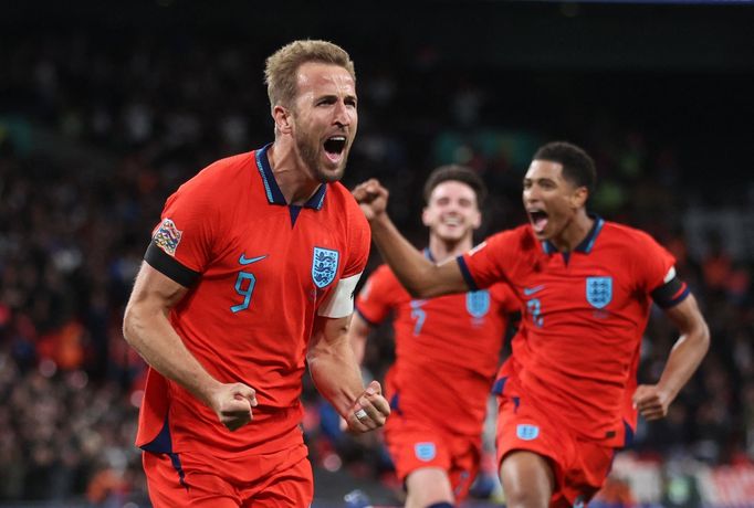 Soccer Football - UEFA Nations League - Group C - England v Germany - Wembley Stadium, London, Britain - September 26, 2022 England's Harry Kane celebrates scoring their