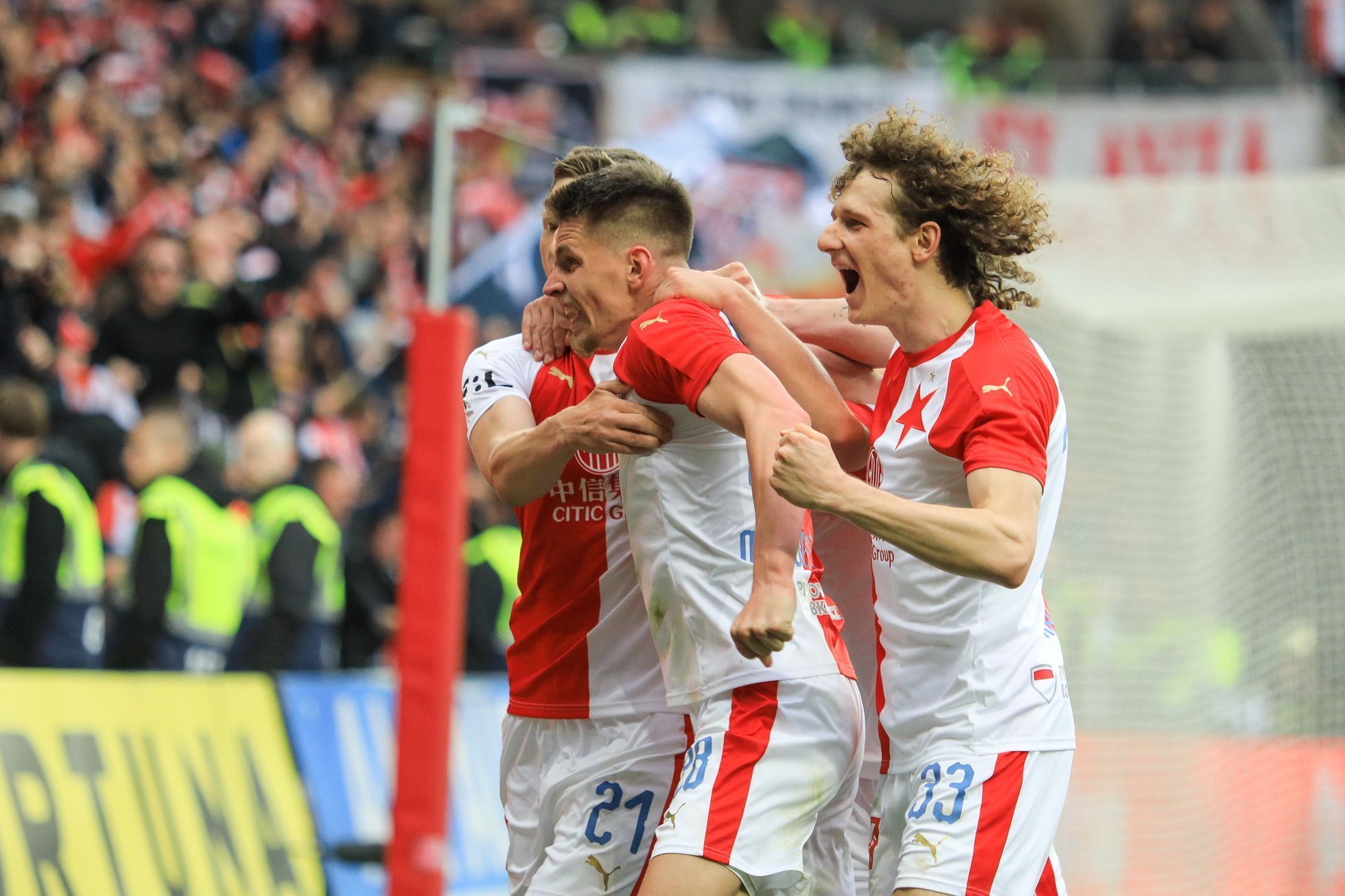 Slávistická radost v zápase nadstavby Slavia - Plzeň