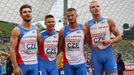 Česká štafeta na 4x400 m na ME v atletice v Mnichově 2022: Matěj Krsek, Pavel Maslák, Michal Desenský a Patrik Šorm