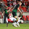Oscar Dorley a Olexandr Zubkov v odvetě 3. předkola LM Slavia - Ferencváros