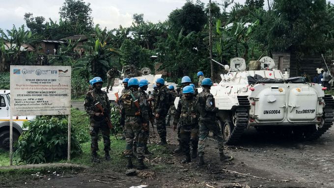Vojáci OSN v místech, kde útočí povstalecká organizace M23.