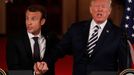 Emmanuel Macron na návštěvě u Donalda Trumpa v Bílém domě.