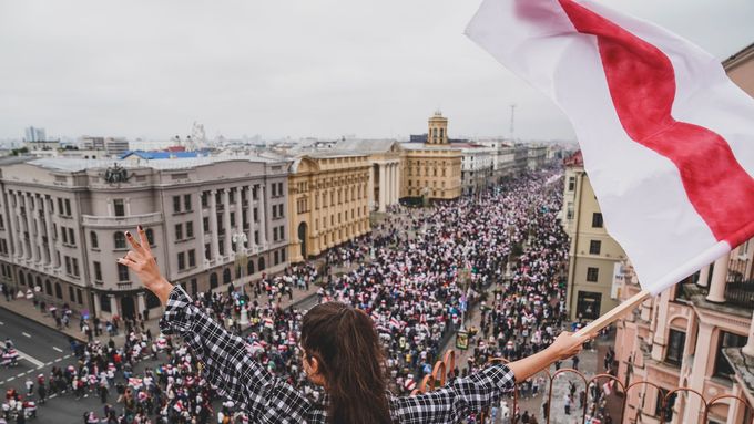 Protivládní protesty v Bělorusku.