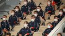 Tennis - French Open - Roland Garros, Paris, France - October 9, 2020 Ball boys and girls are seen in the stands REUTERS/Charles Platiau