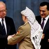 Husní Mubarak a Jicchak Rabin a Jásir Arafat
