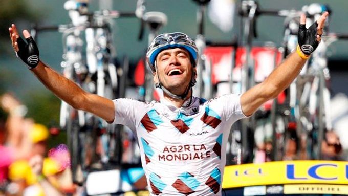 Stephane Riblon se raduje z premiérového triumfu na Tour de France