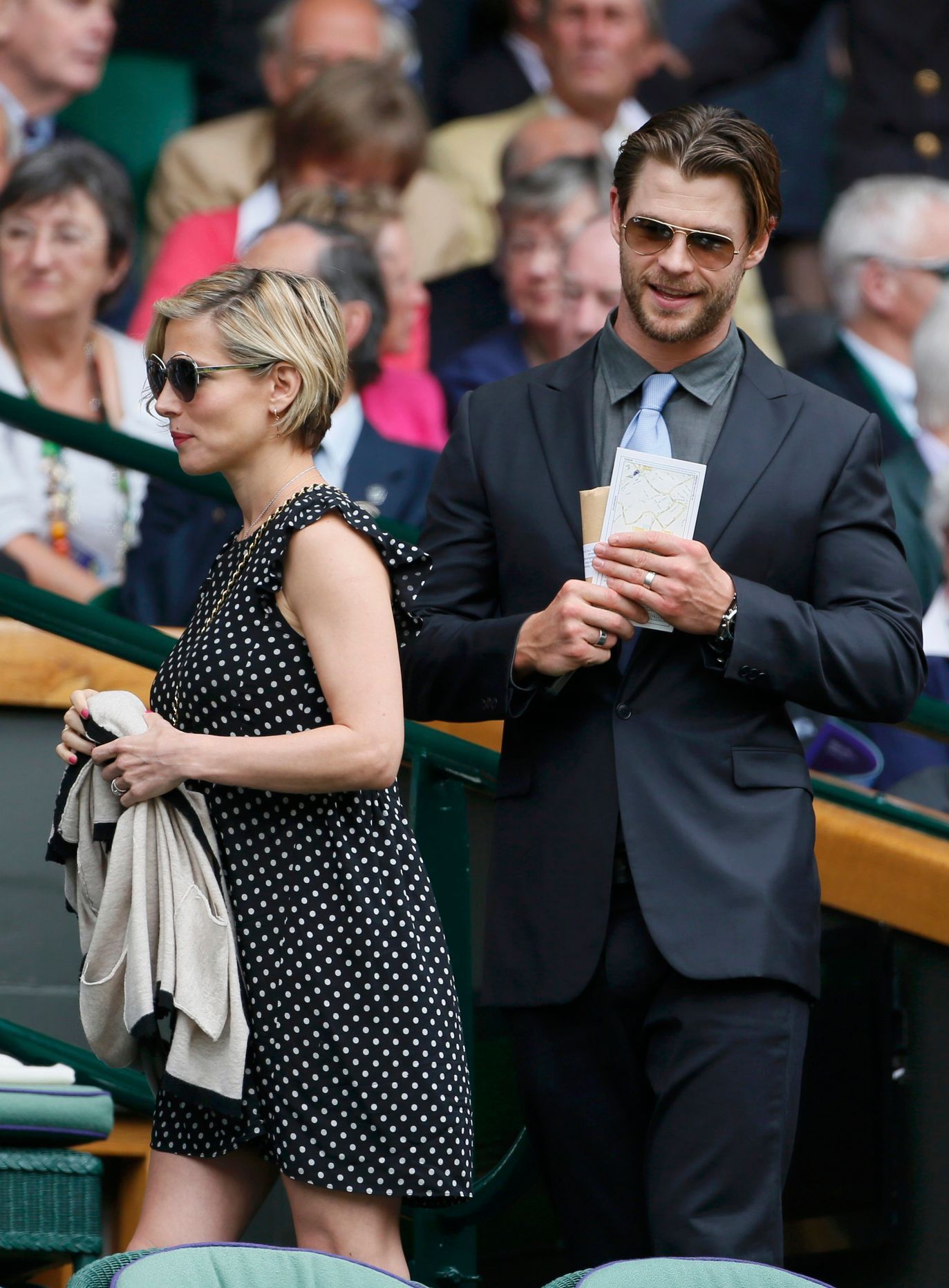 Chris Hemsworth a Elsa Pataky na Wimbledonu 2014