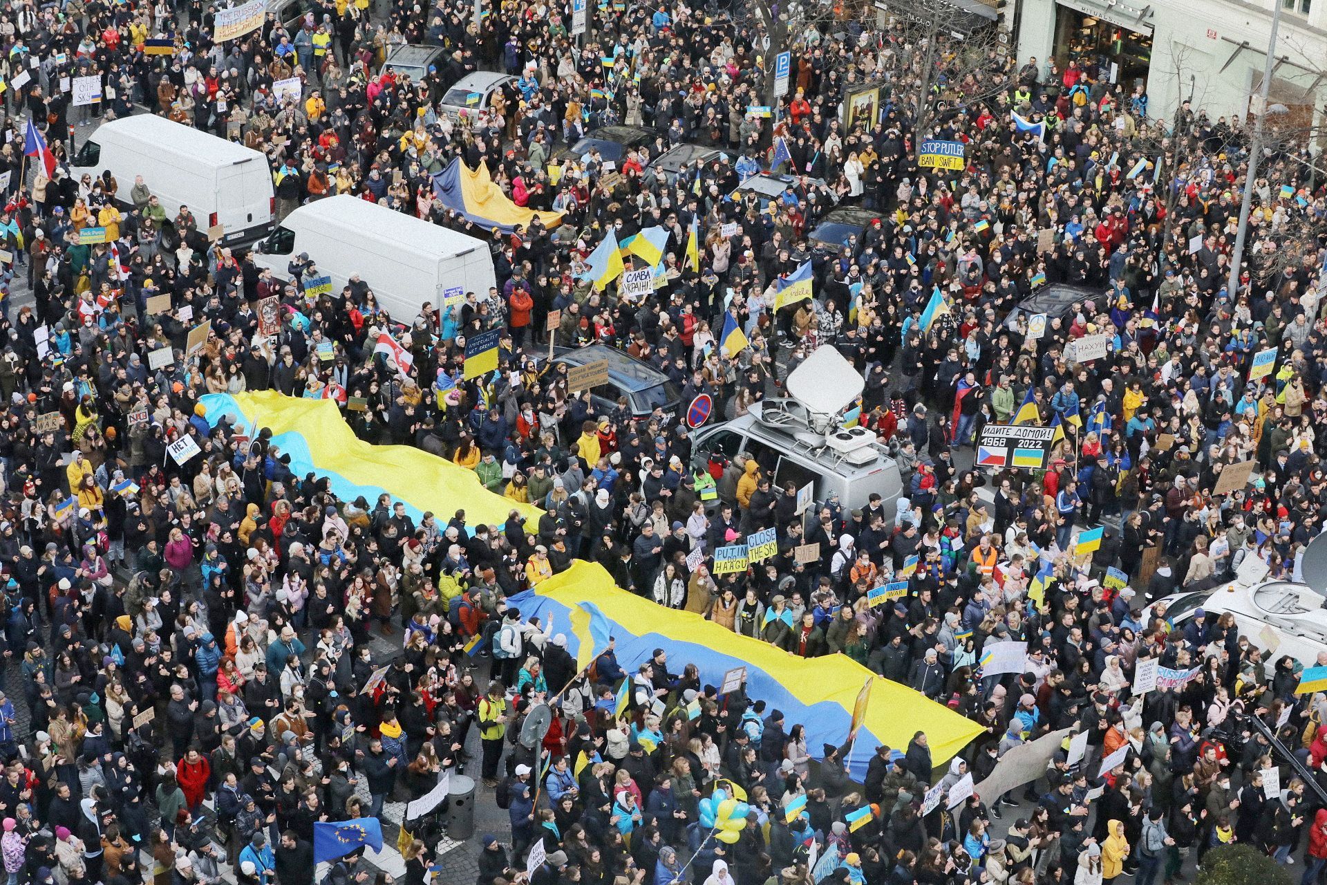 Demonstrace na Václavském náměstí.