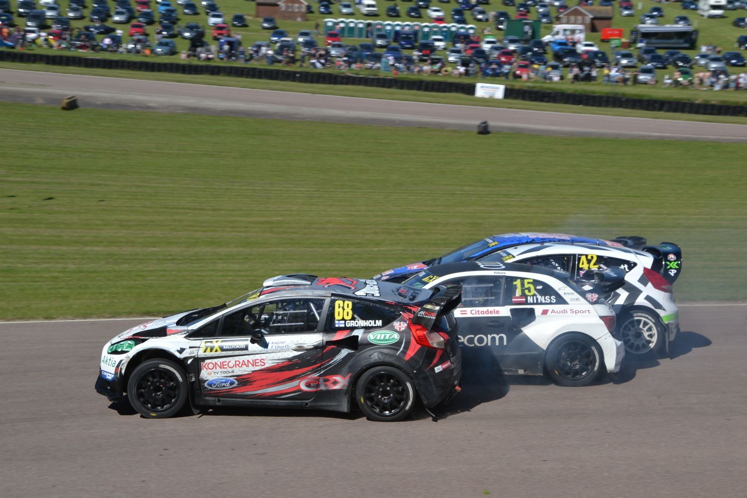 MS v rallyekrosu 2017, Lydden Hill: Marcus Grönholm, Ford (68); Reinis Nitišs, Audi (15)