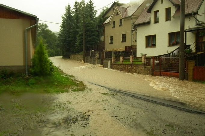 Povodeň Povrly- Lužecký potok.