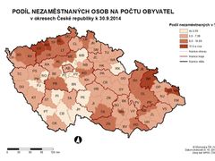 Nezaměstnanost v Česku podle regionů - září 2014