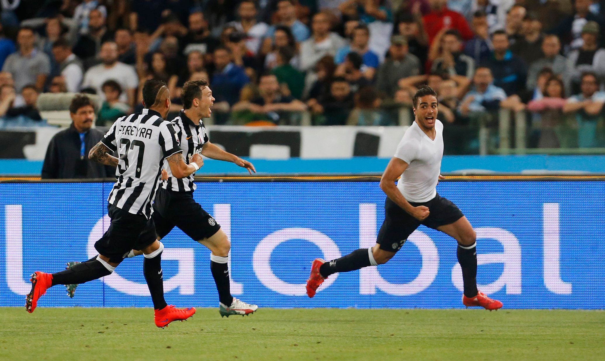 Football: Alessandro Matri celebrates after scoring the second goal for Juventus