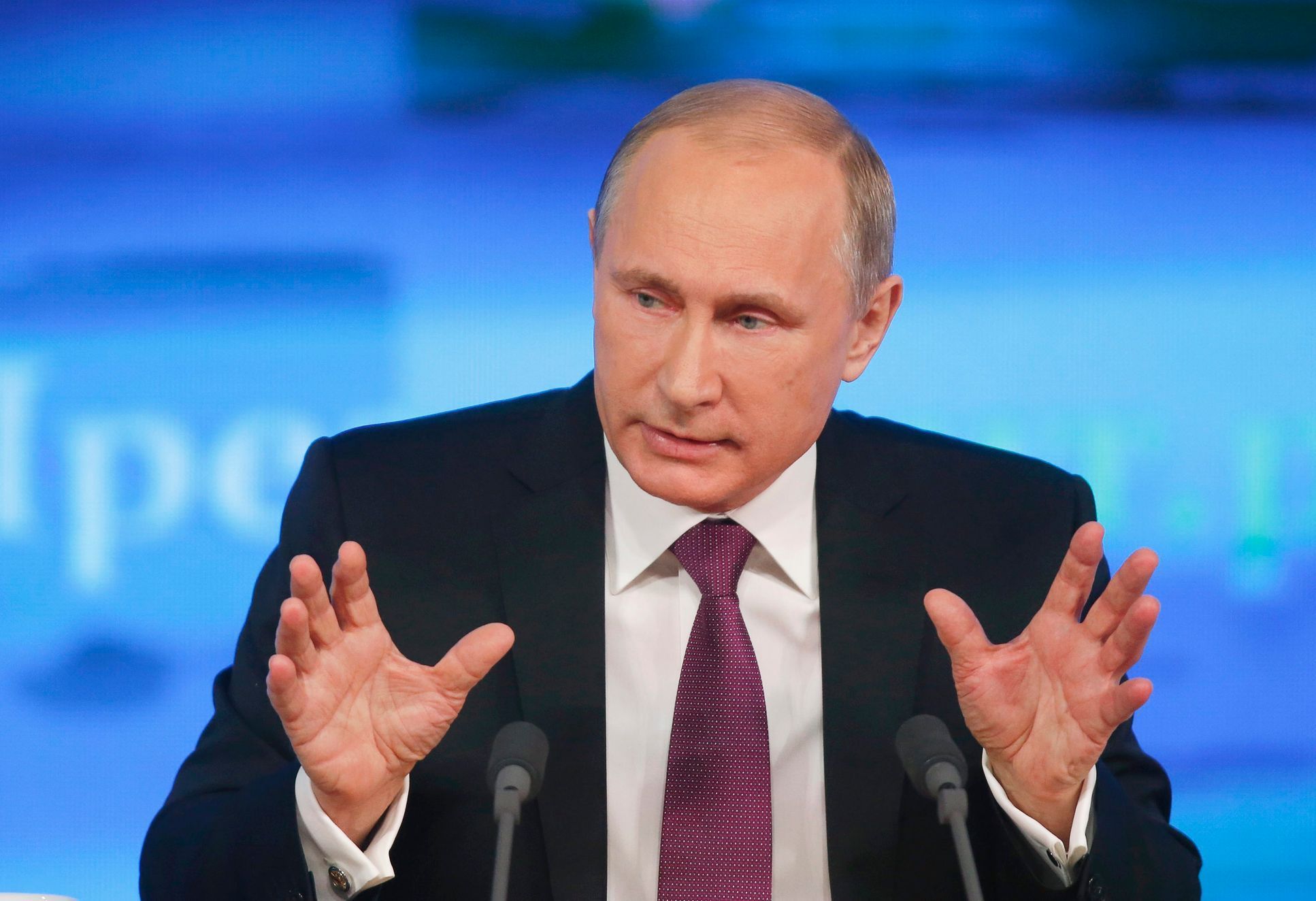 Ruský prezident Vladimir Putin na výroční tiskové konferenci 2