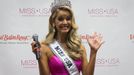 Newly crowned Miss USA Olivia Jordan celebrates backstage following the 2015 Miss USA beauty pageant in Baton Rouge