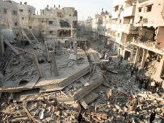 Zničené domy v hlavním městě pásma Gaza City