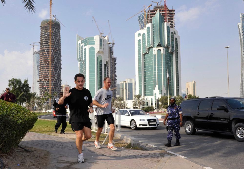 Sarkozyho ranní jogging v Doha