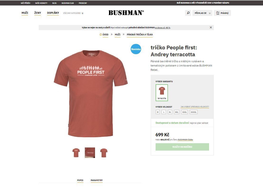 Tričko firmy Buhsman, které ČSSD využila při startu kampaně. Trička firma nabízí ve svém eshopu.