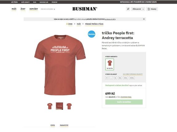 Tričko firmy Buhsman, které ČSSD využila při startu kampaně. Trička firma nabízí ve svém eshopu.