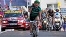 Francouzský cyklista Thomas Voeckler ze stáje Europcar se raduje z vítězství v desáté etapě Tour de France 2012.