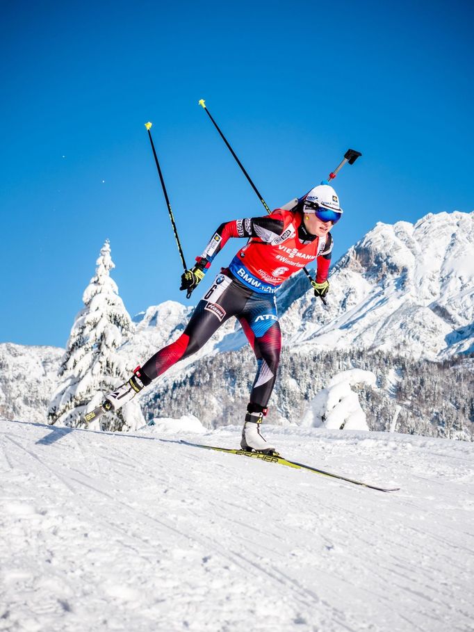 Veronika Vítková na Světovém poháru v Hochfilzenu.