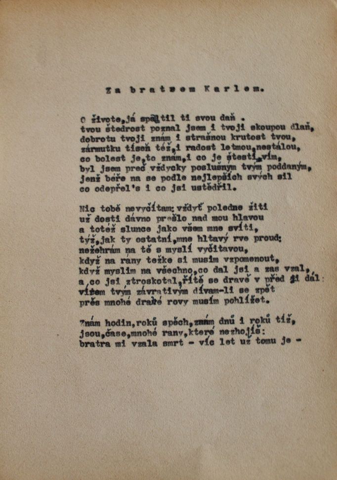 Báseň Josefa Čapka z koncentračního tábora.