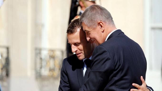 Premiér Andrej Babiš (ANO) s francouzským prezidentem Emmanuelem Macronem.