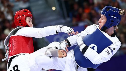 Petra Štolbová v souboji s I Ta-pin na OH v Paříži 2024