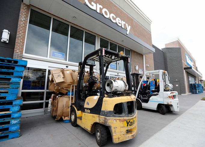 A Walmart in Mt. Pleasant, S.C, is closed, and barricaded, after Gov. Henry McMaster ordered a mandatory evacuation due to Hurricane Florence.