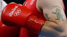 Men's Light (60kg) Round of 16 Bout 75 - The glove of David Oliver Joyce (IRL) of Ireland is seen.