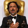 &quot;Birdman&quot; Director Alejandro Inarritu poses with the Oscars for Best Director, Best Original Screenplay and Best Picture backstage at the 87th Academy Awards in Hollywood