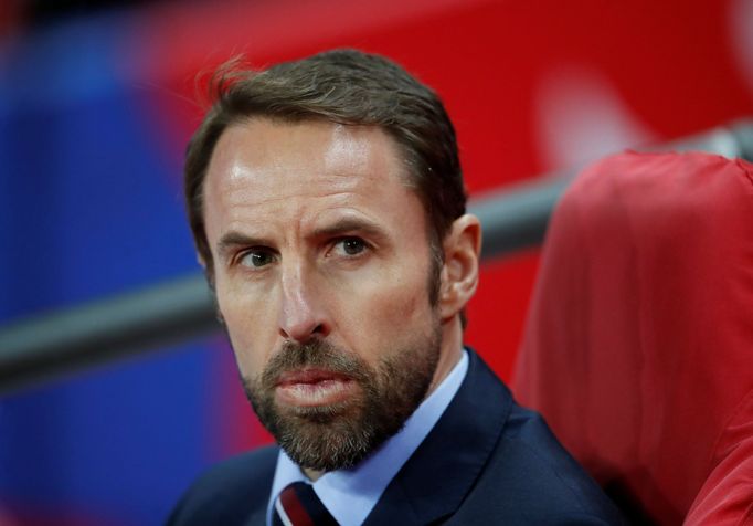 Gareth Southgate v zápase kvalifikace ME 2020 Anglie - Česko.