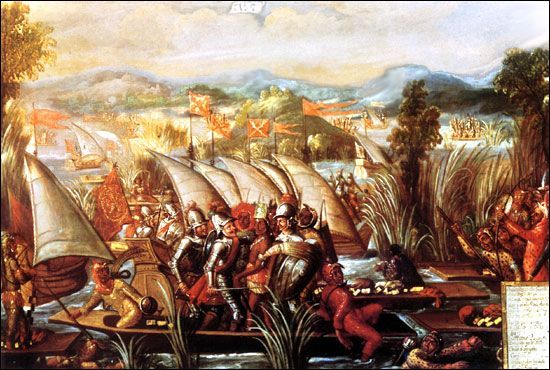 Zadržení posledního aztéckého vládce Cuauhtemoca