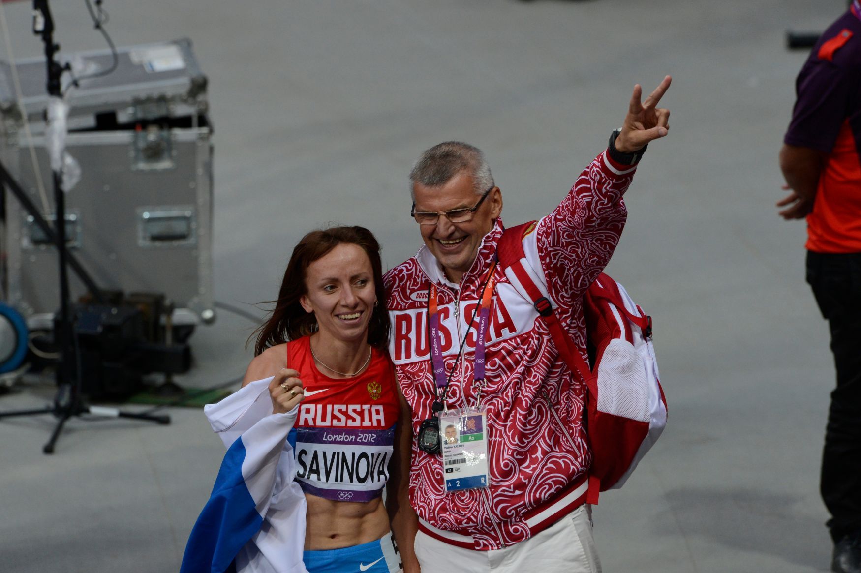 Ruský trenér Vladimir Kazarin a jeho svěřenkyně Maria Savinovová (doping).