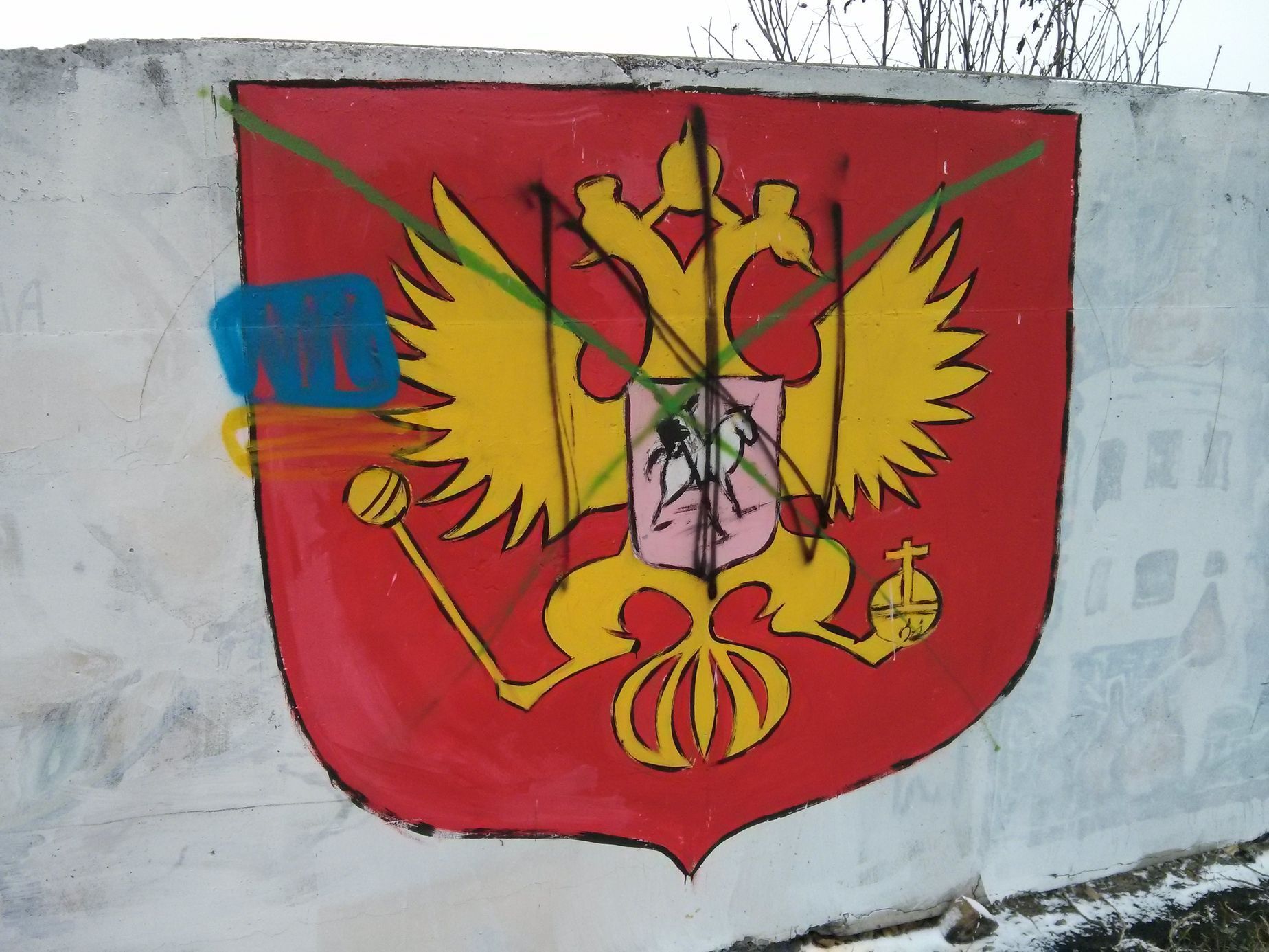 Krym - přeškrtnutá ruská orlice
