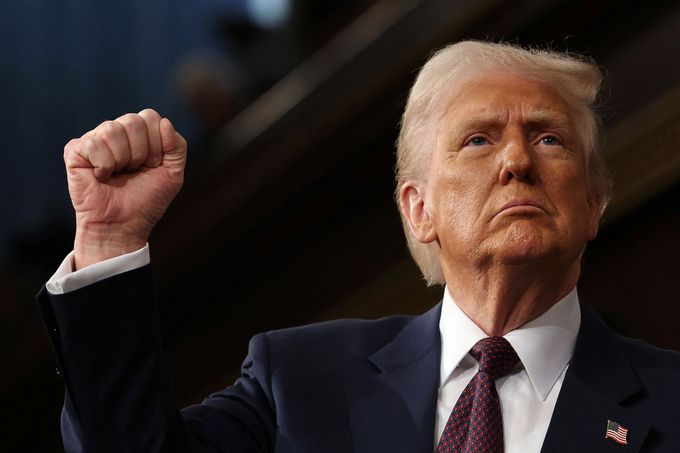Prezident Donald Trump při projevu v Kongresu